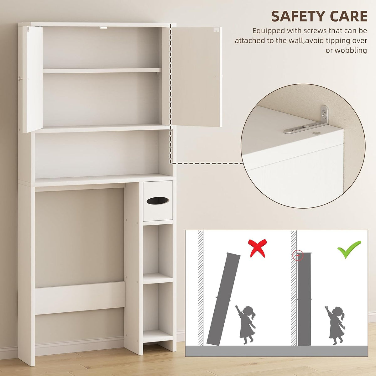 Shintenchi Over the Toilet Storage Cabinet, Bathroom Shelf Organizer