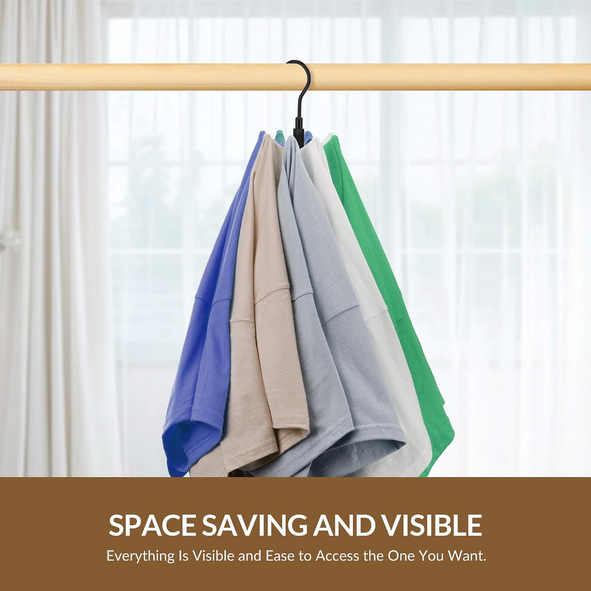 ZEDODIER 2 Pack Space Saving Hangers for Clothes,Rotatable Sturdy Shirt Hangers with 16 Hooks, Non Slip Multiple Shirt Organizer for T-Shirts Sweatshirts Hoodies, Black