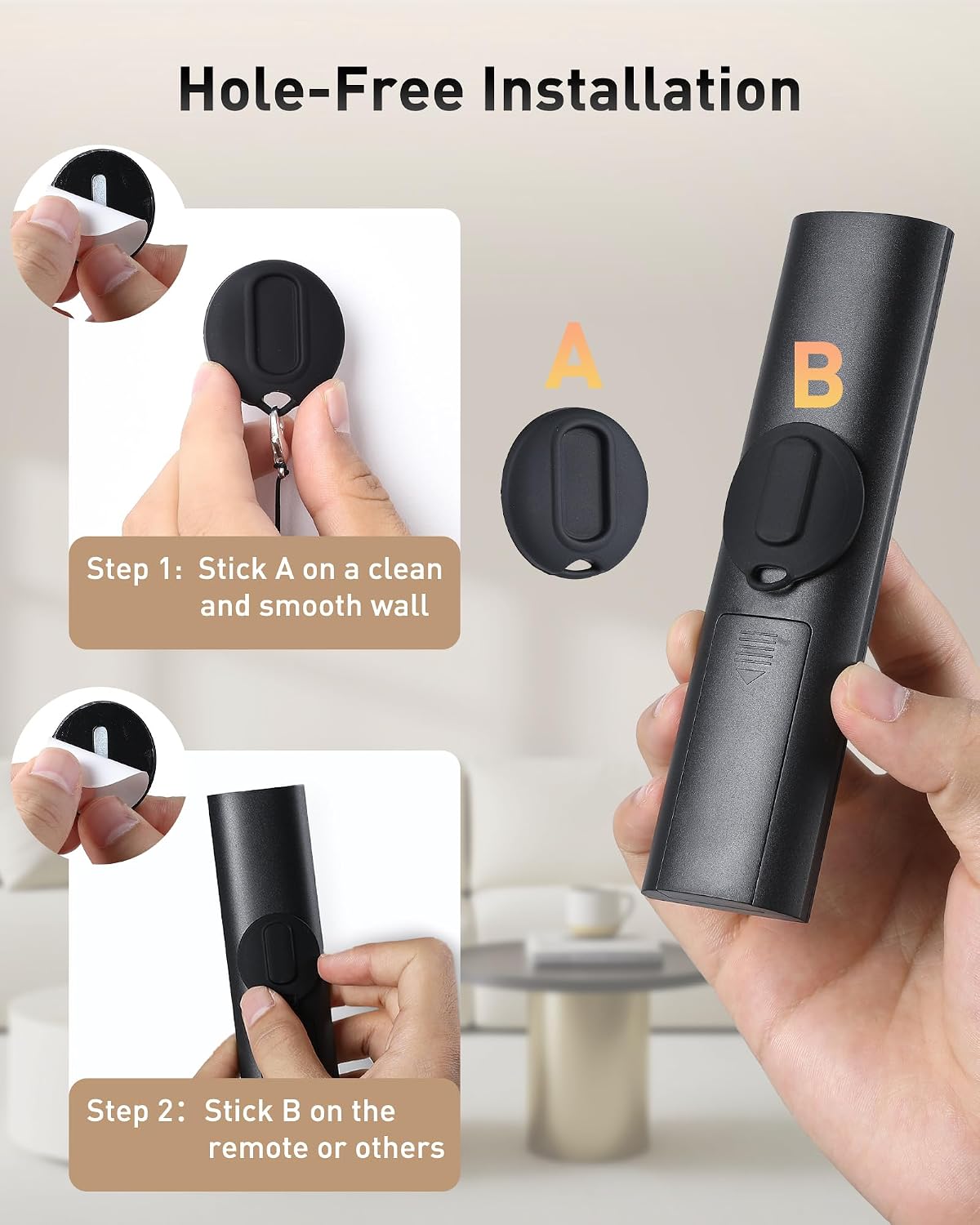 AGPTEK 2-in-1 Magnetic Remote Control Holder Wall Mount, 2 Pack