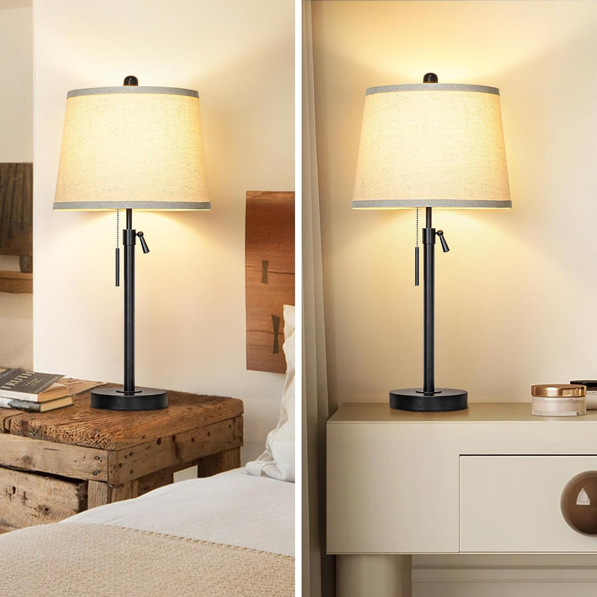 Black Single Table Lamp for Living Room Bedroom 22 to 30" Adjustable Height