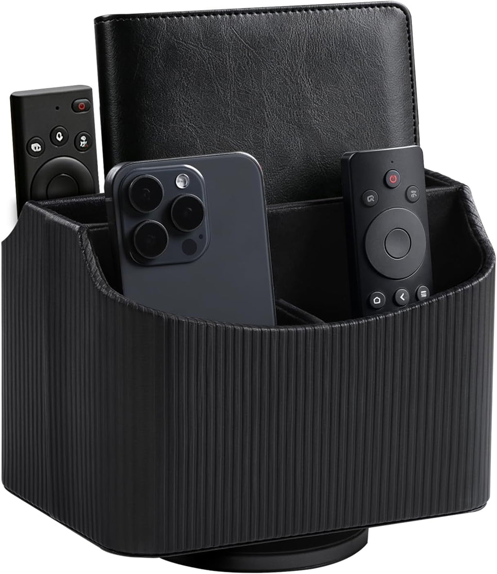 360° Rotating Desk Organizer, Lazy Susan Remote Control Holder, Black
