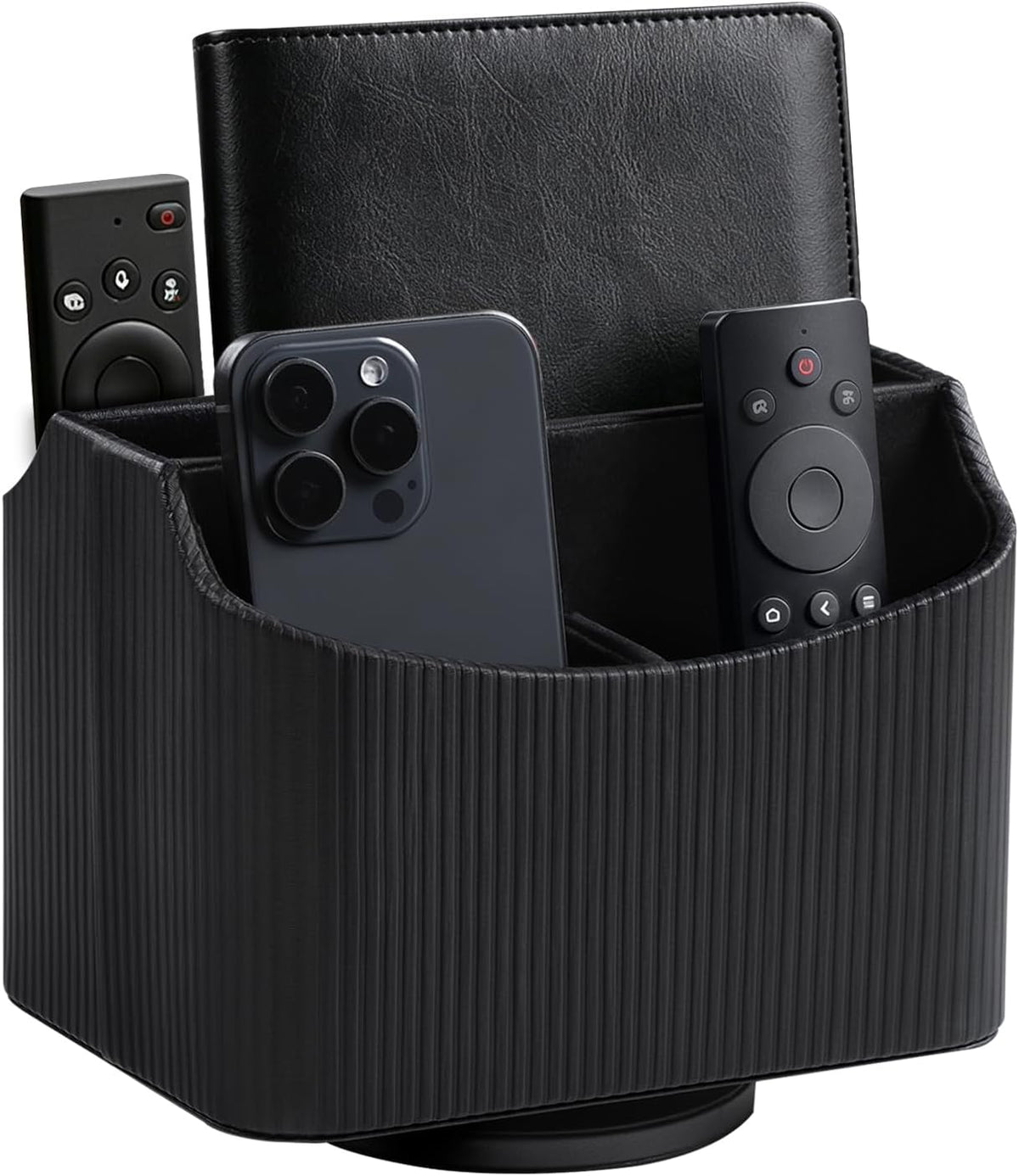 360° Rotating Desk Organizer, Lazy Susan Remote Control Holder, Black