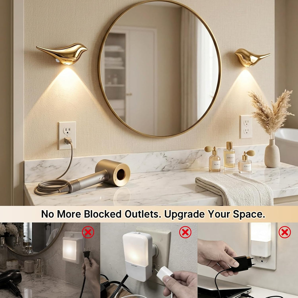 Motion Sensor Wall Light: Cute Bird Rechargeable Lights 2 Pack