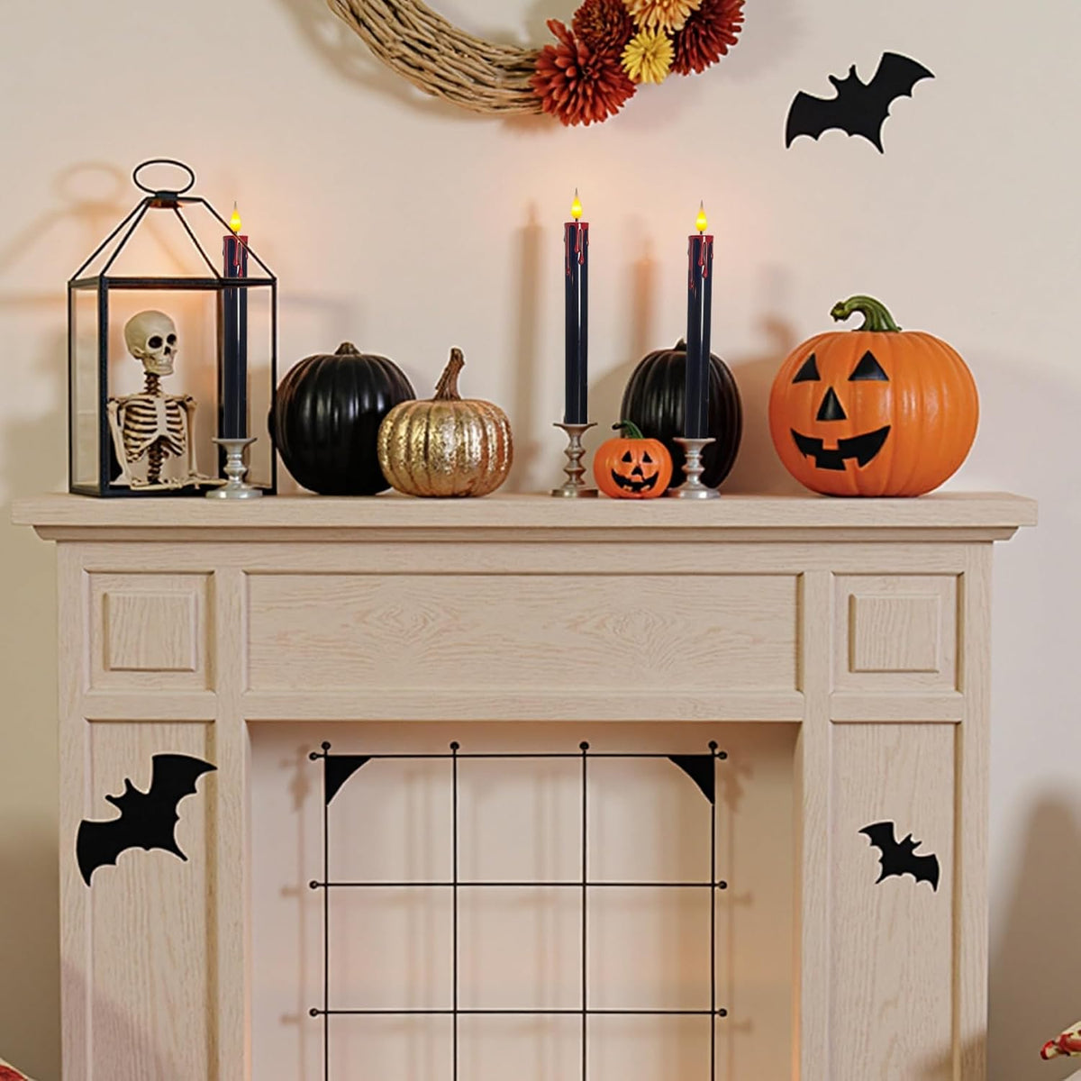 Halloween flameless taper candles with remote, LED bleeding candlesticks