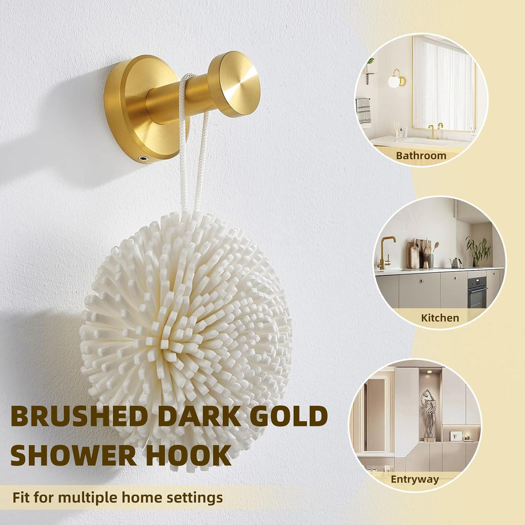 APLusee Brushed Dark Gold Towel Hook for Bathroom Entryway, Wall Mounted