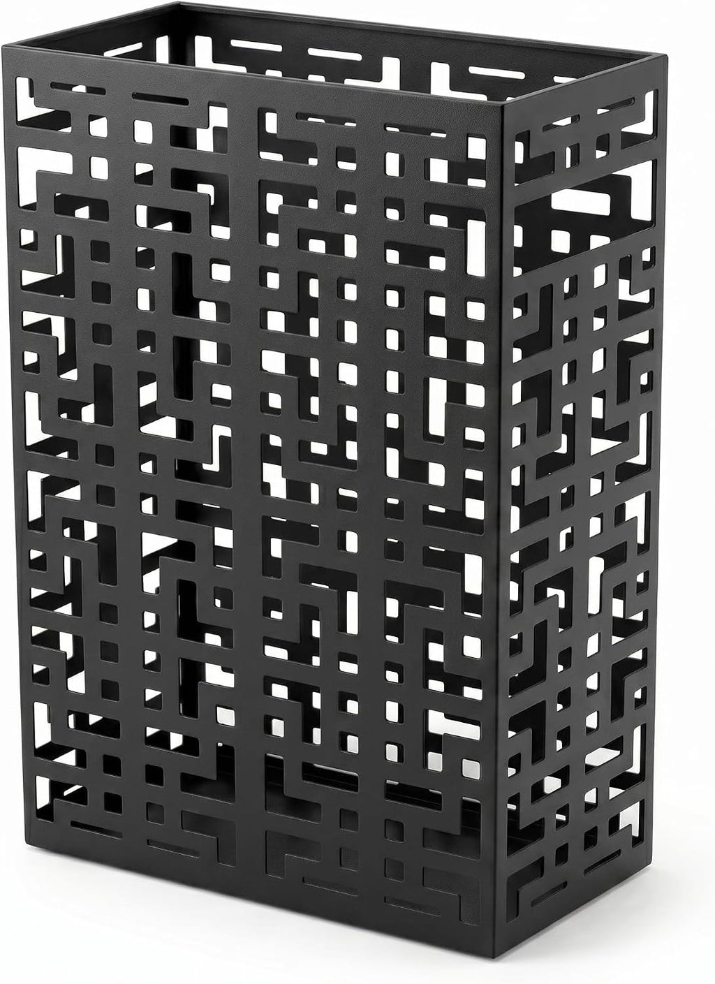 BEWBBAT Umbrella Stand Rack for Entryway, Hollow Metal Holder, FreeStanding Storage Bin for Long Umbrellas, Holds 6-7, Black