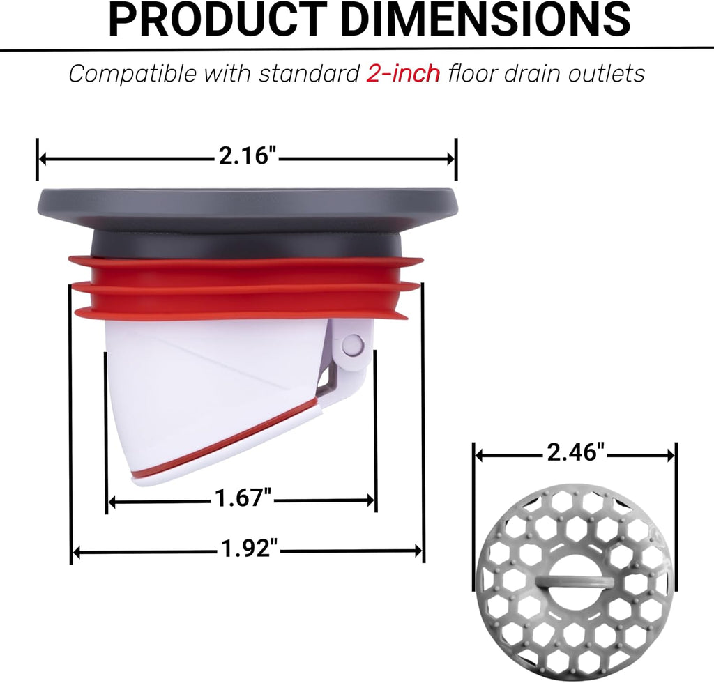 2-Inch Magnetic Shower and Floor Drain Seal with Hair Catcher