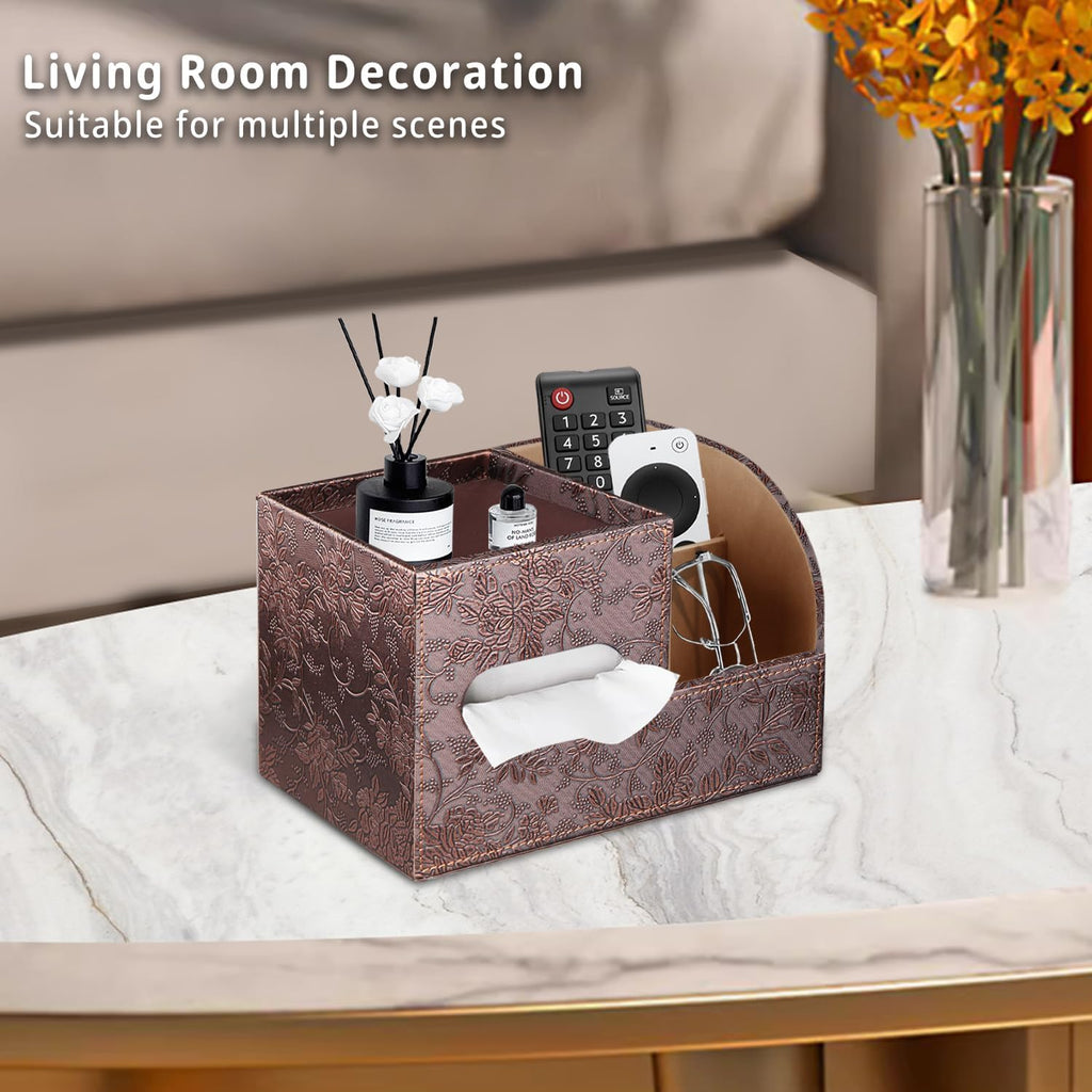 YAPISHI Tissue Box Cover Square,Cube Tissue Box Holder with Storage Tray