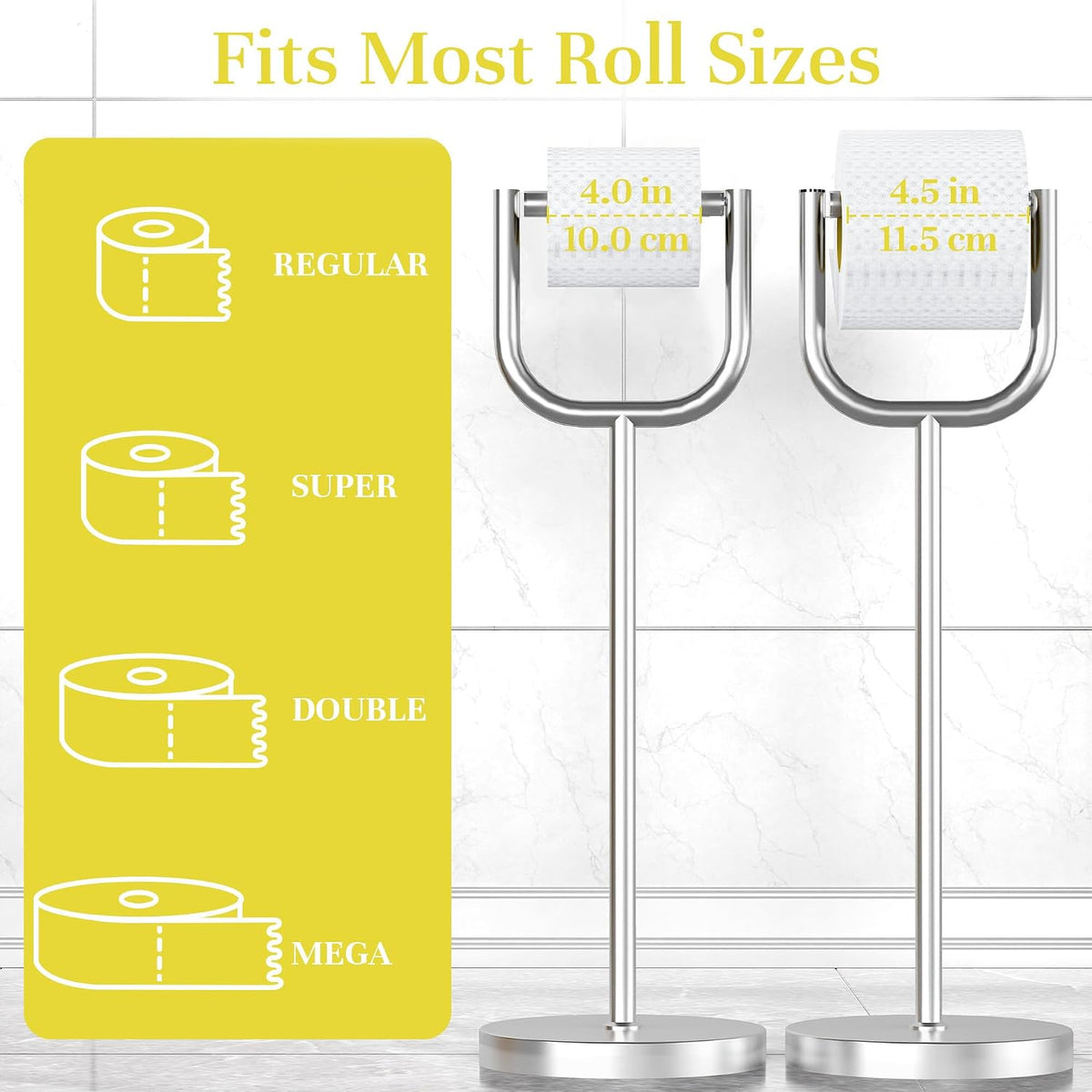 Stainless Steel Freestanding Toilet Paper Holder with 3 lb Base