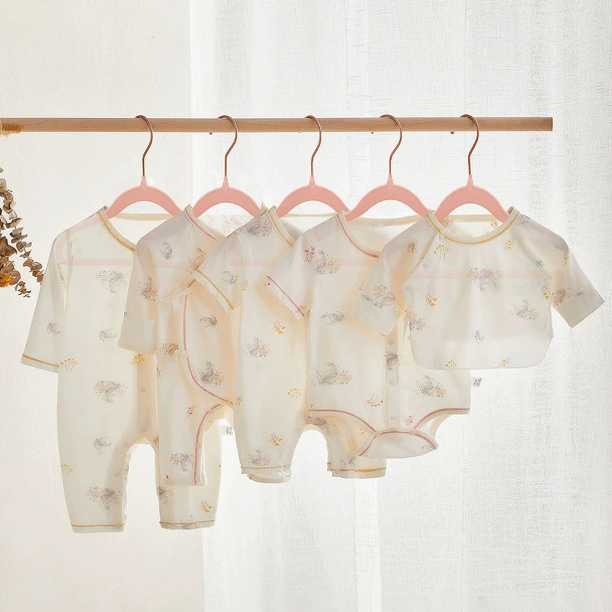 Baby Velvet Hangers, 32 Packs Kids Clothes Hangers, Non-Slip Childrens Hangers with Shoulder Notches, Storage Organizer for Infant and Toddler, 11 Inch, 0.2 Inch Slim, Rose Gold Hook, Pink