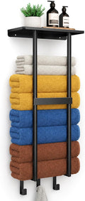 Kitsure Wall Mounted Towel Rack, Metal Towel Holder with Shelf, 29.3" H