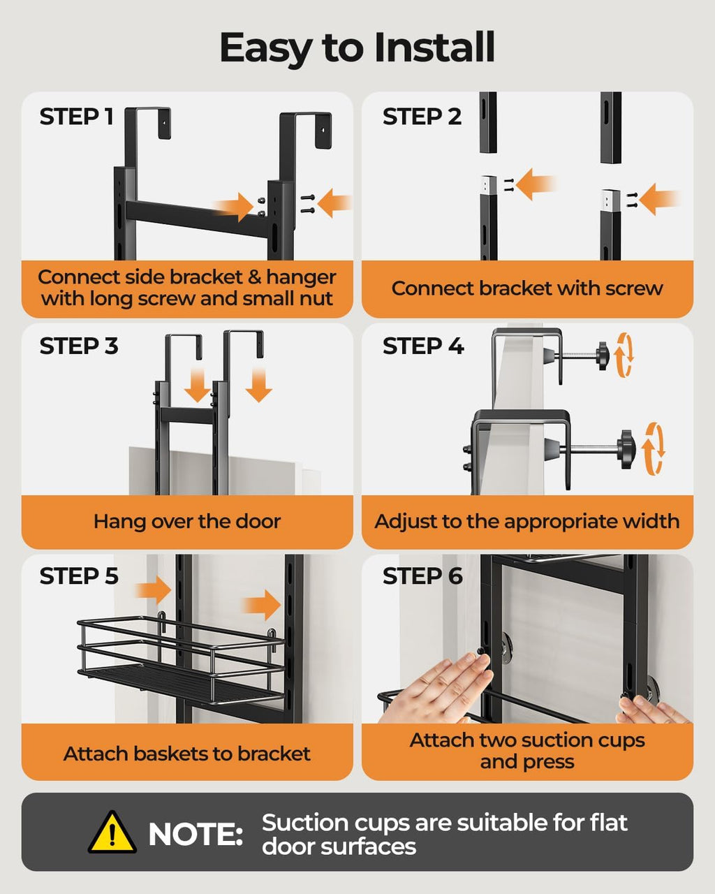 Over the Door Pantry Organizer 5-Tier,Spice Rack Organizer for Cabinet