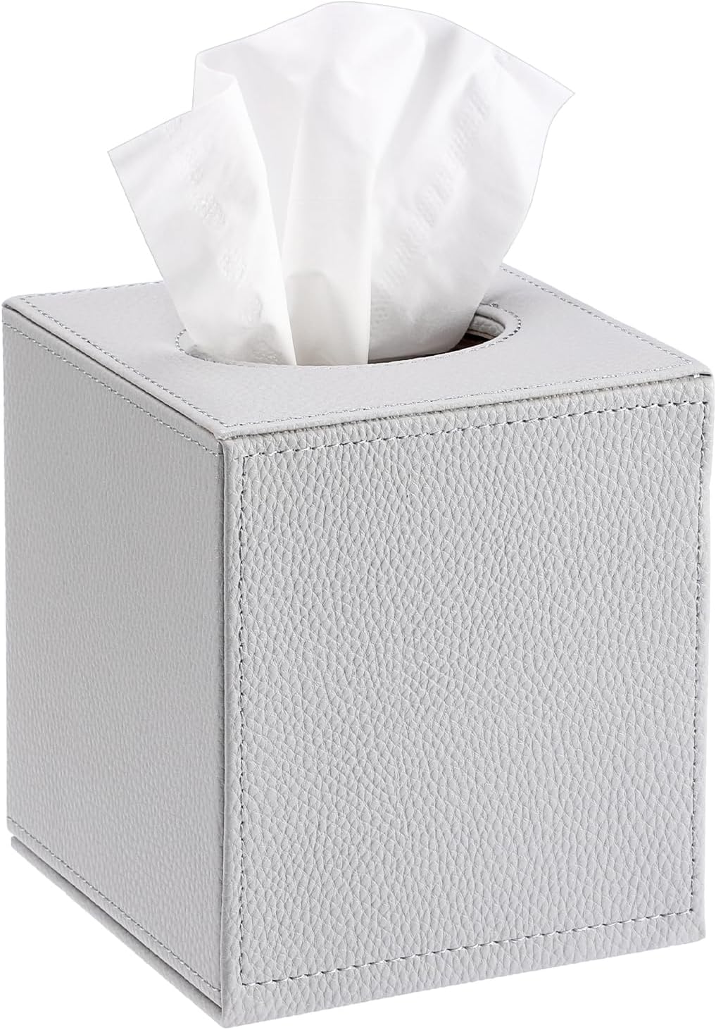 Sumnacon Tissue Box Cover Square,Magnetic Bottom PU Tissue Box Holder,Grey
