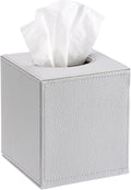 Sumnacon Tissue Box Cover Square,Magnetic Bottom PU Tissue Box Holder,Grey