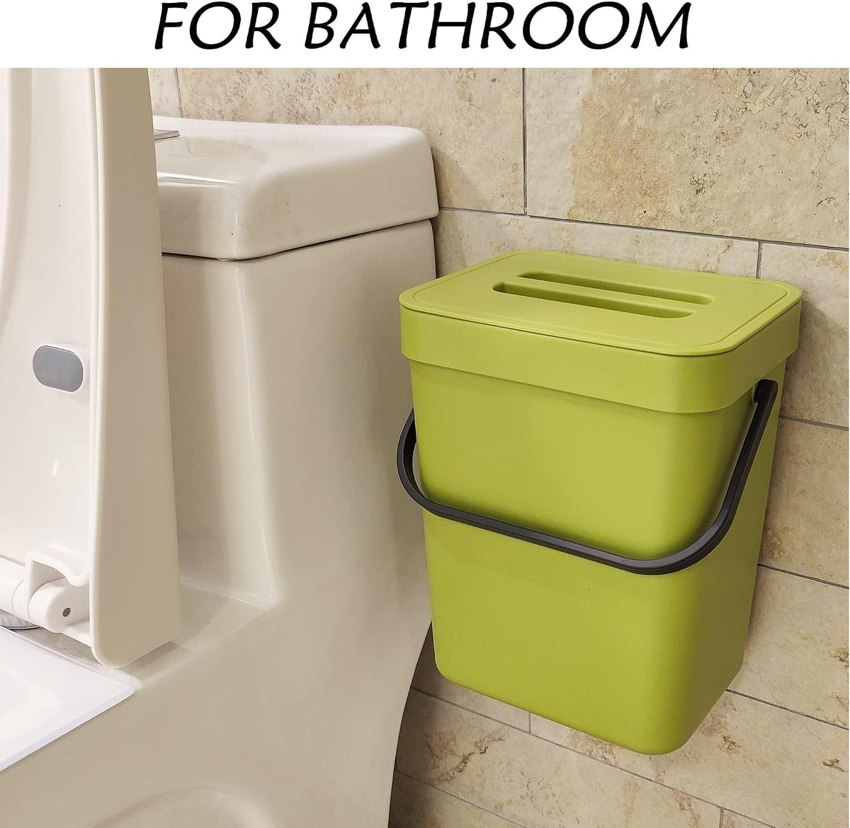 stonespace Small Cabinet Door Trash Can with Lid, 1.3Gal, Green