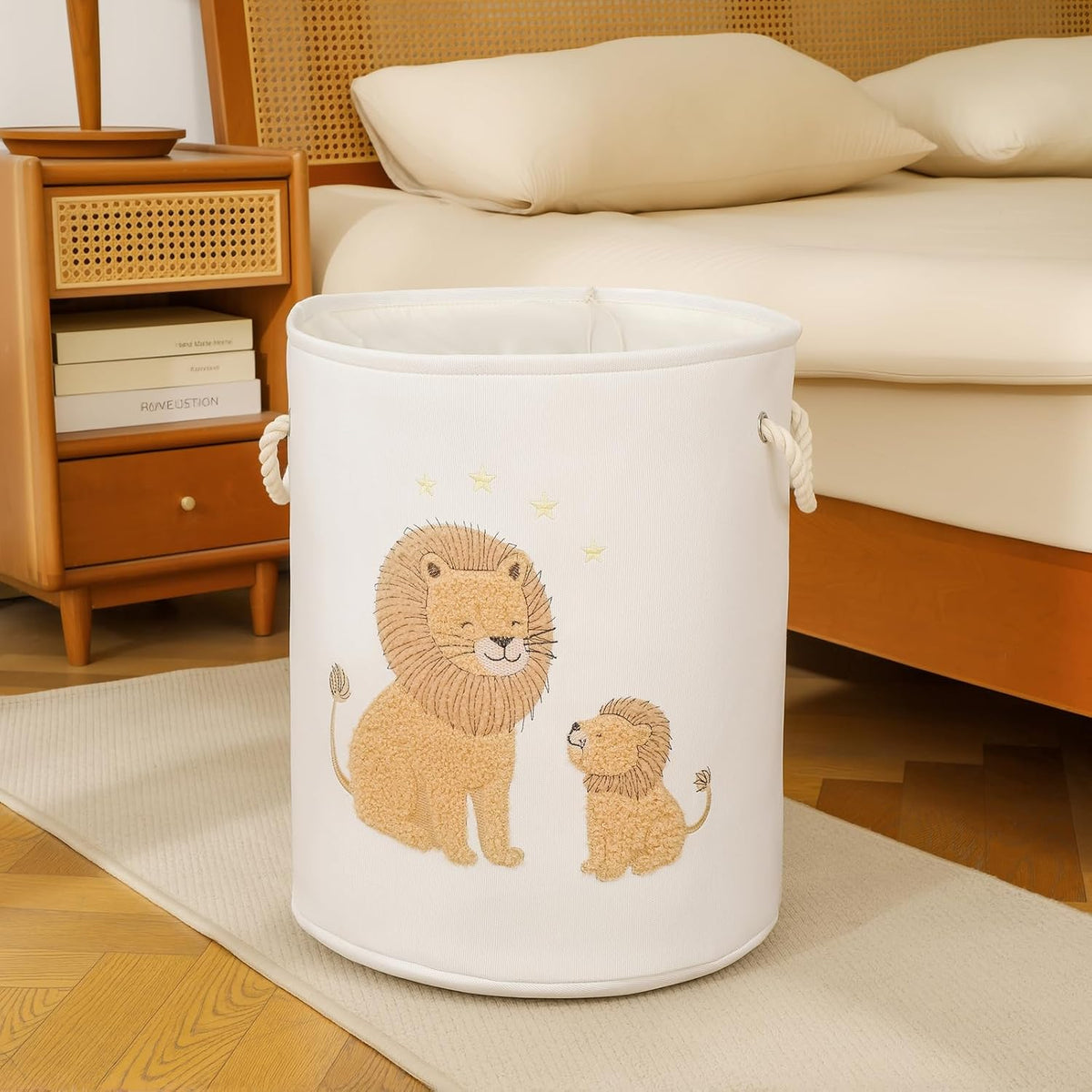 Kids Laundry Basket Baby Hamper for Nursery, 58L Large Dirty Clothes Hampers with Drawstring Closure, Jungle Theme Baby Basket, Stuffed Animal Storage Basket Laundry Hamper, Safari Nursery Decor, Lion