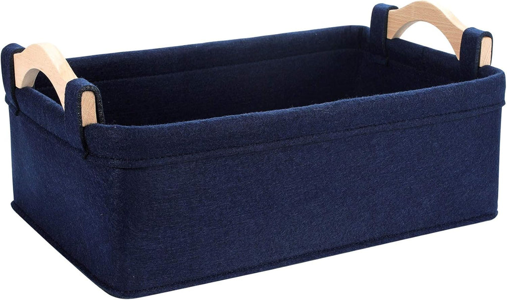Rectangle Storage Baskets Navy Blue Storage Baskets Soft Decorative Nursery Bins for Books Magazines Album Dog Toys Bra Socks