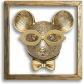 Newinhome Animal Heads Wall Decor (Includes Metal Frame) Resin Animals Sculptures Head Wall Hanging Decoration Gold vintage Wall Sculpture for Living Room Bedroom Office(Rat)