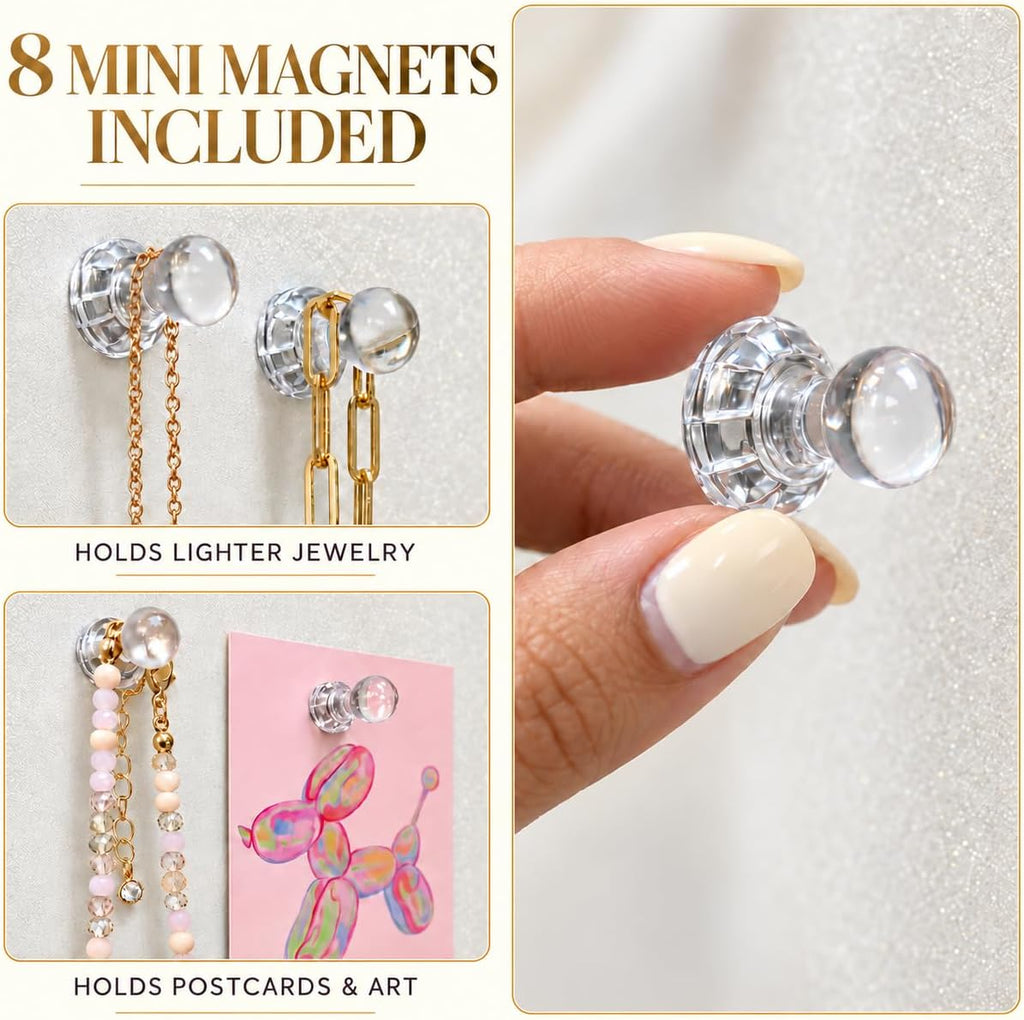 Magnetic Wall Mounted Jewelry Organizer | Hanging Jewelry Storage | Preppy Jewelry Holder For The Wall | Trendy Jewelry Storage Solutions For Girls & Young Adults