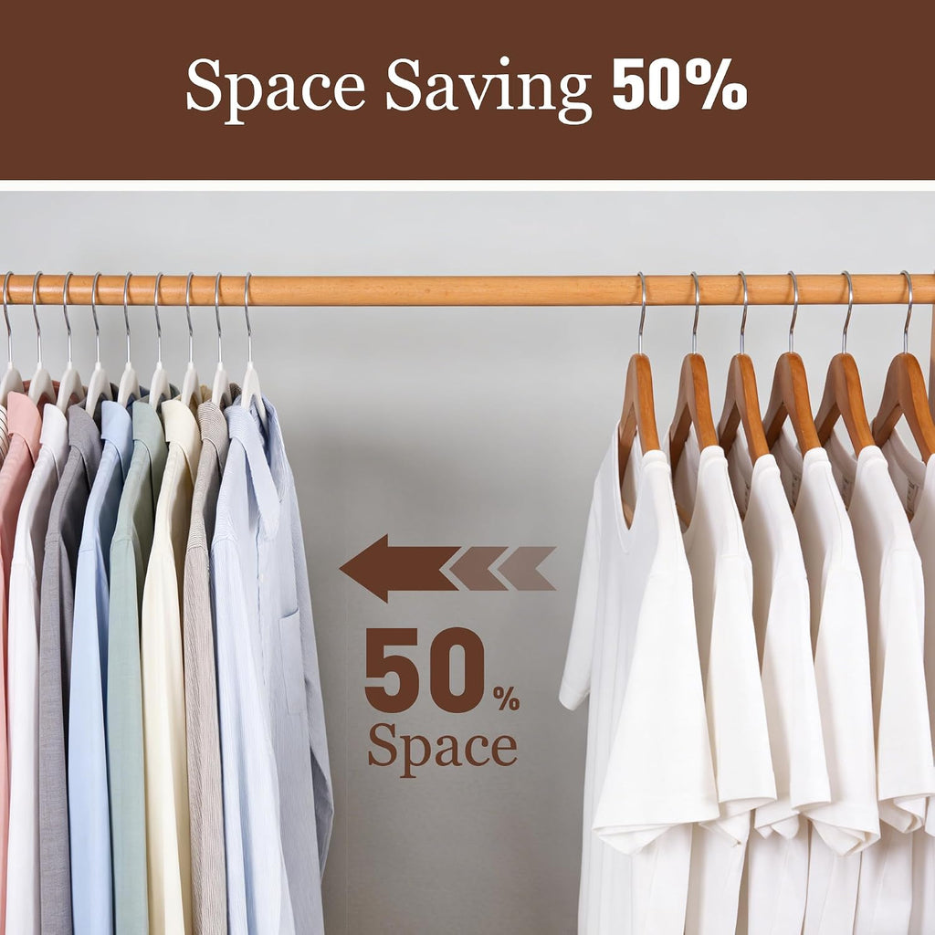 Velvet Hangers 50 Pack, 17.5" Non-Slip Clothes Hangers, White