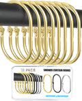 12 Pack Gold Shower Curtain Hooks,Gold Shower Curtain Rings,Brushed Nickel Shower Curtain Hooks Rust Proof, Metal Rust Proof Anti-Drop Smooth Shower Hooks for Shower Curtain (gold-12pack)