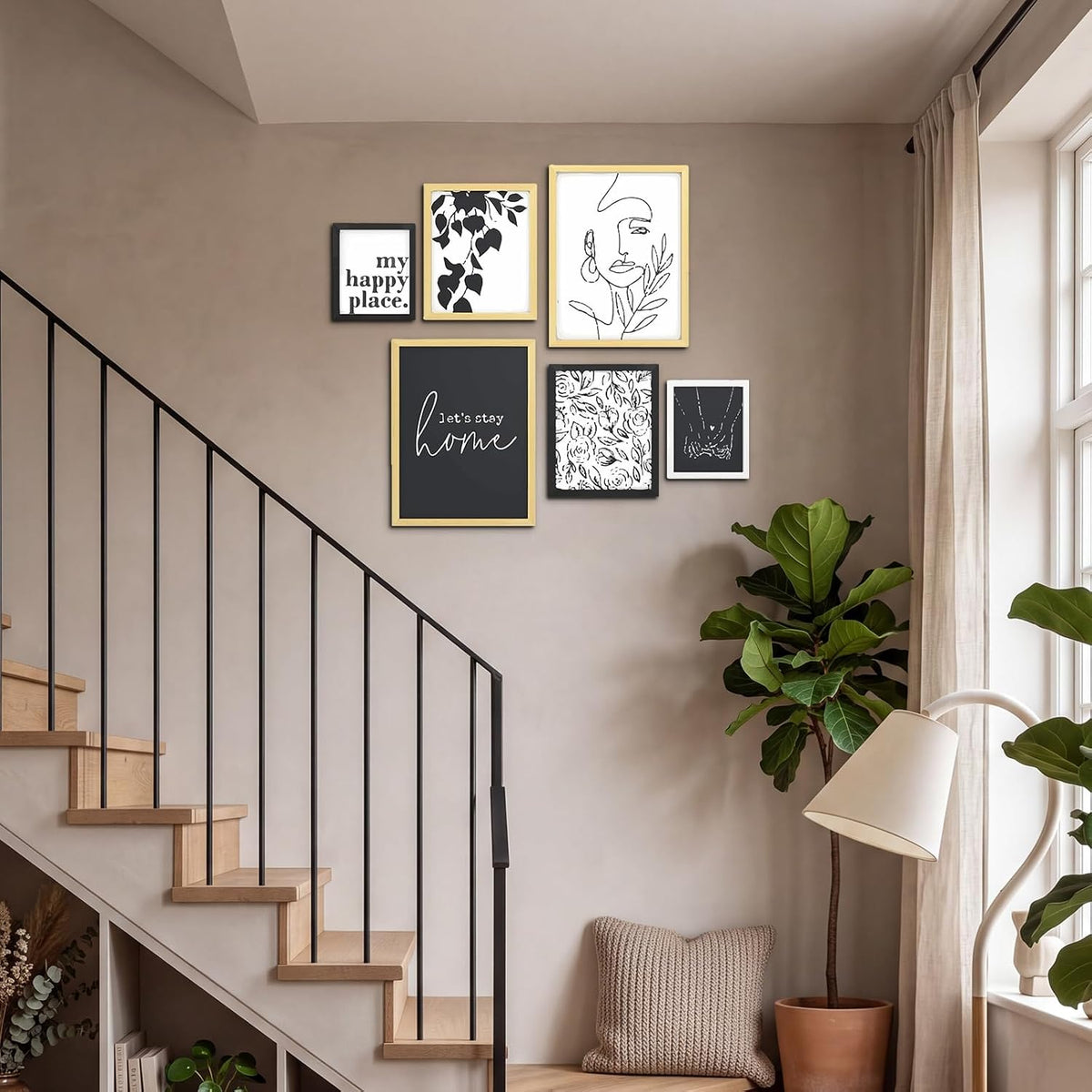 ArtbyHannah 6-Piece Multi-Size Gallery Wall Frame Set, Black