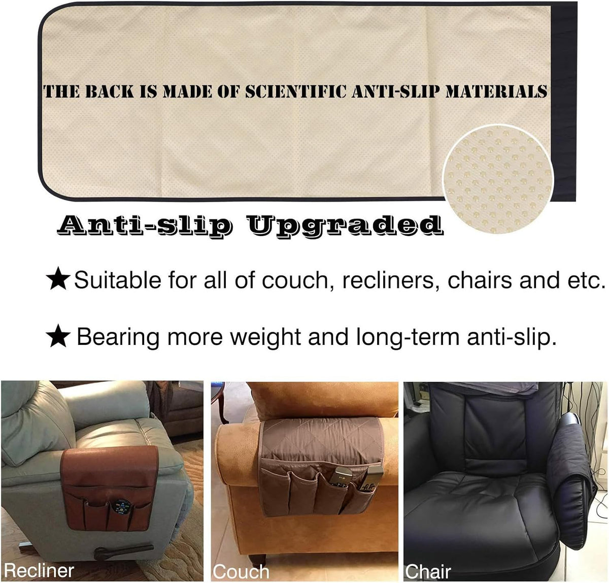 Teniux Remote Control Holder for Armchair Caddy, 33"x13", 5 Pockets