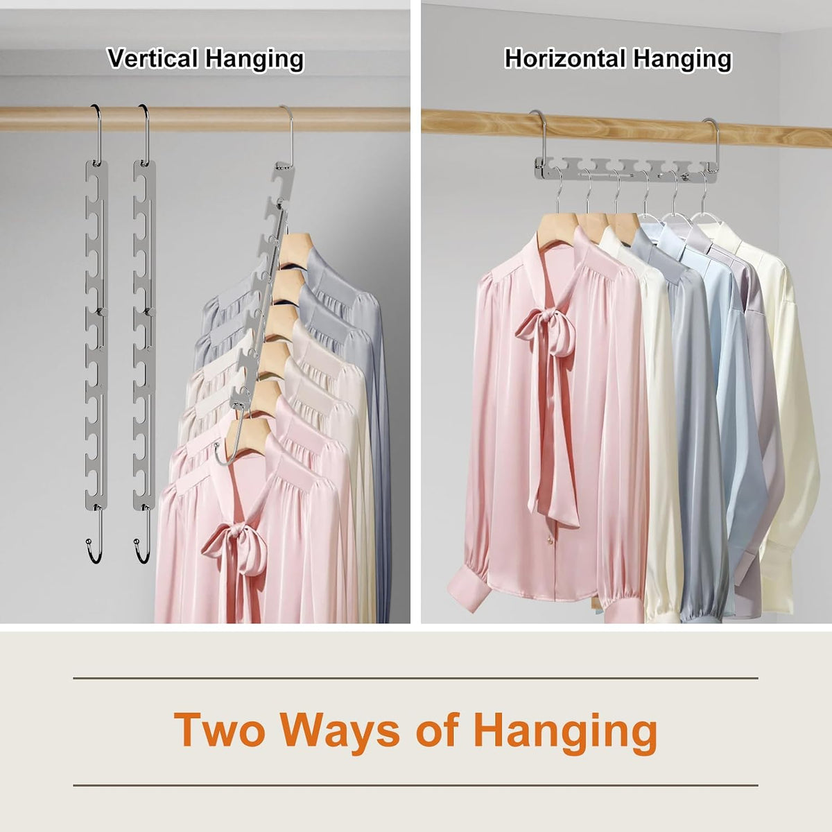 Sindax Space Saving Hangers Telescopic, 6 Holes Clothes Hangers Adjustment to 9 Holes, Upgraded Sturdy Metal Clothes Hangers Space Saving for Heavy Clothes, Closet Organizers and Storage - 5 Pack