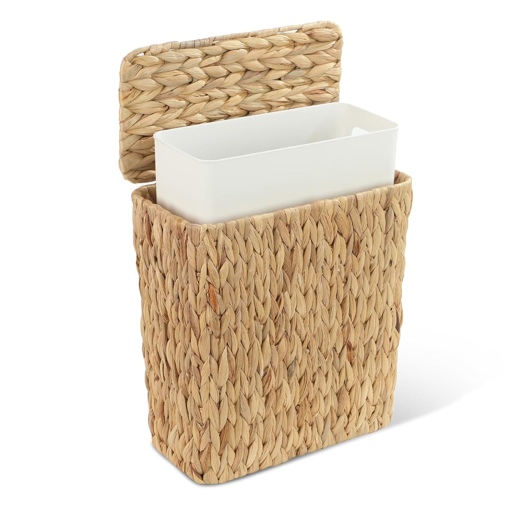 Endymion 3 Gallon Wicker Trash can,Small Bathroom Trash Can with Lid
