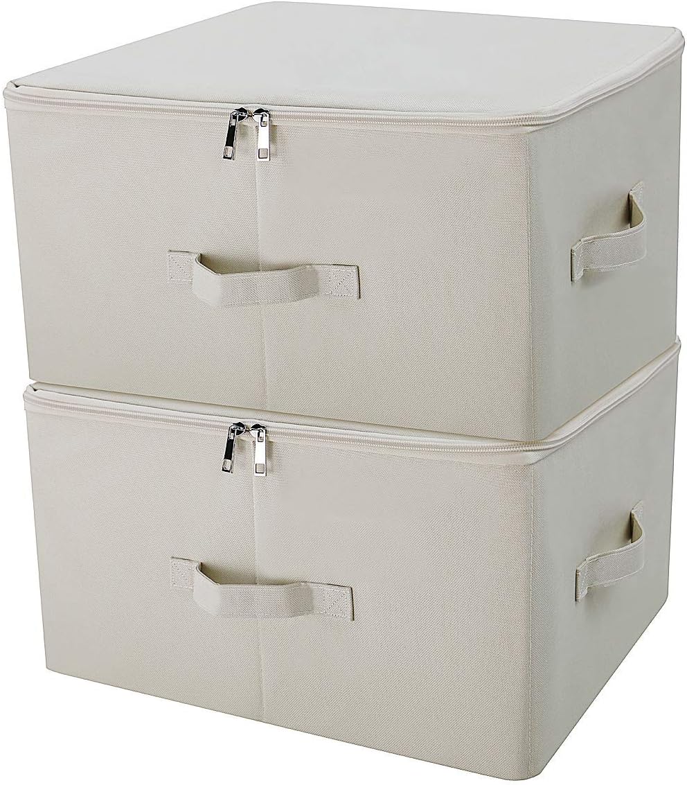 Fabric Storage Bins with Lid, Folding Large Clothes Storage Bin for Bedroom