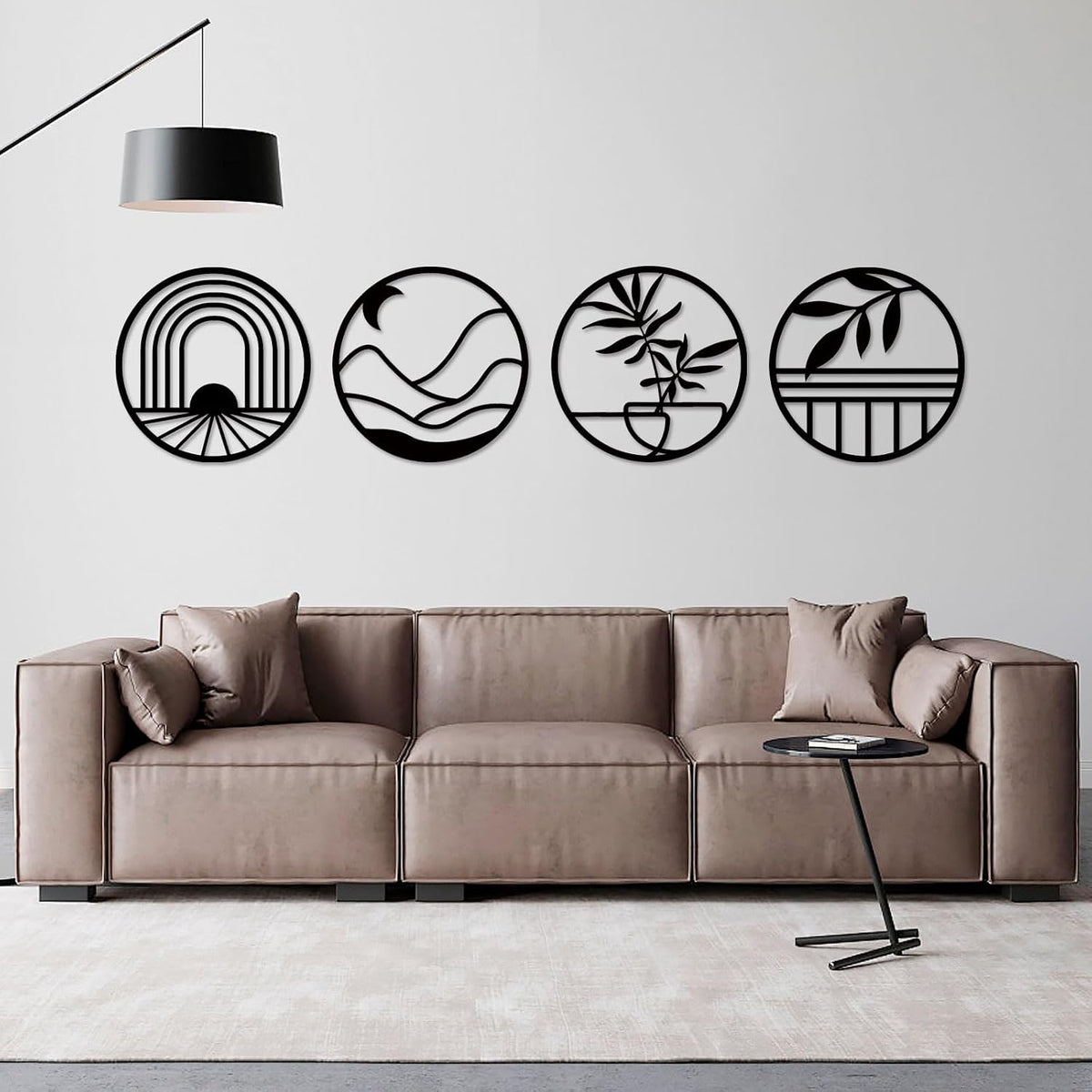 FANTAART 4 Piece Boho Metal Wall Art Black Minimalist Decor