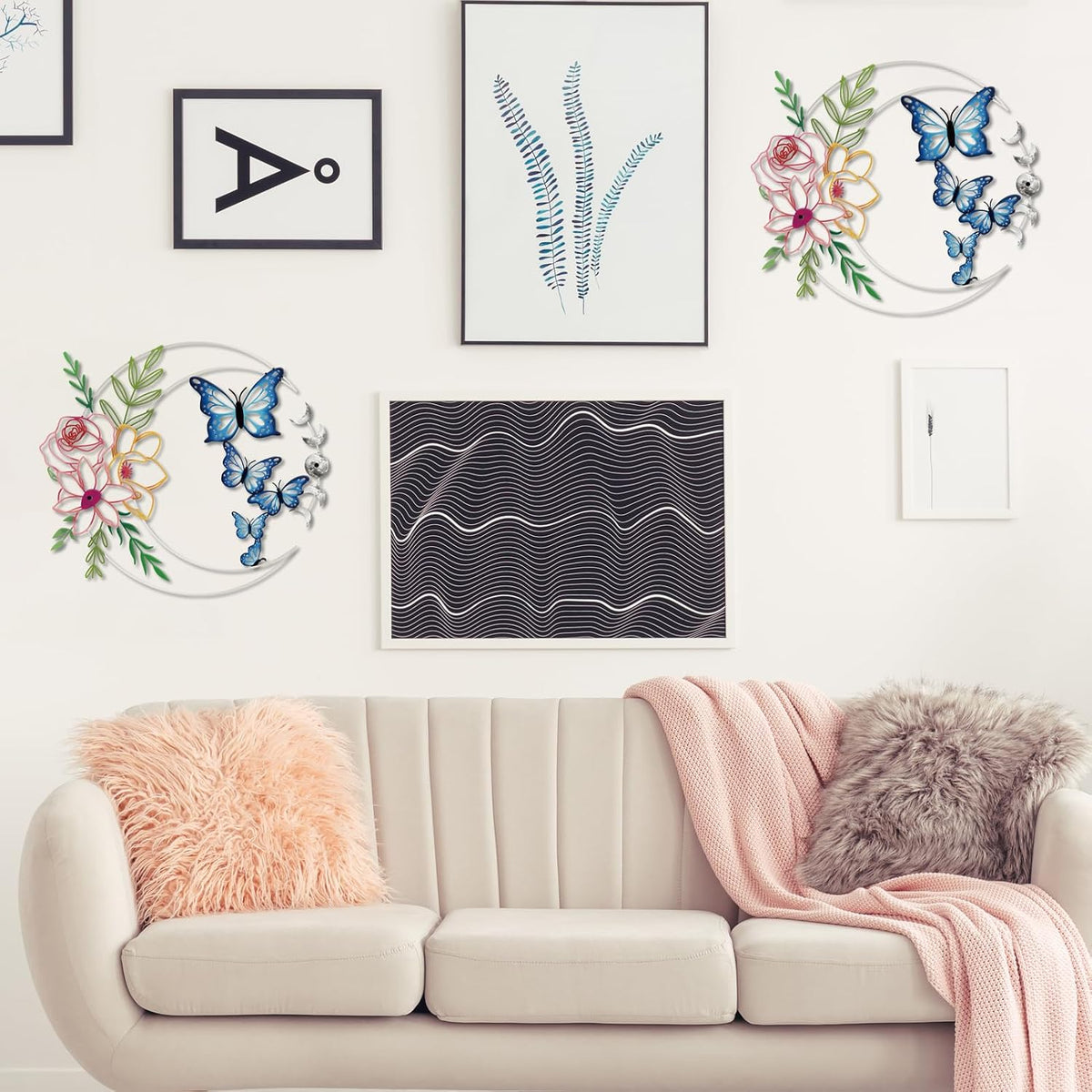 ruelen Metal Butterfly Wall Art Colorful Floral Moon Wall Decor Home Decor