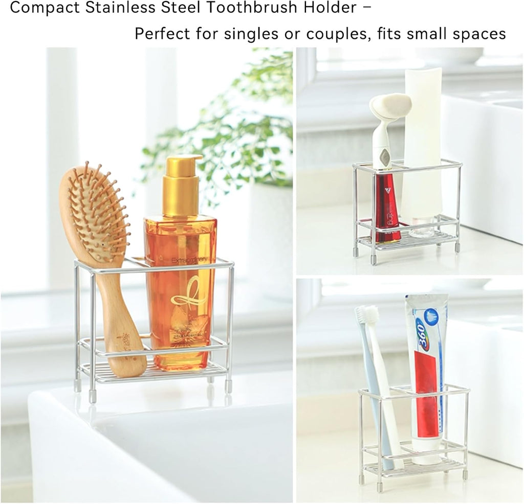 Stainless Steel Electric Toothbrush and Toothpaste Holder for Bathrooms