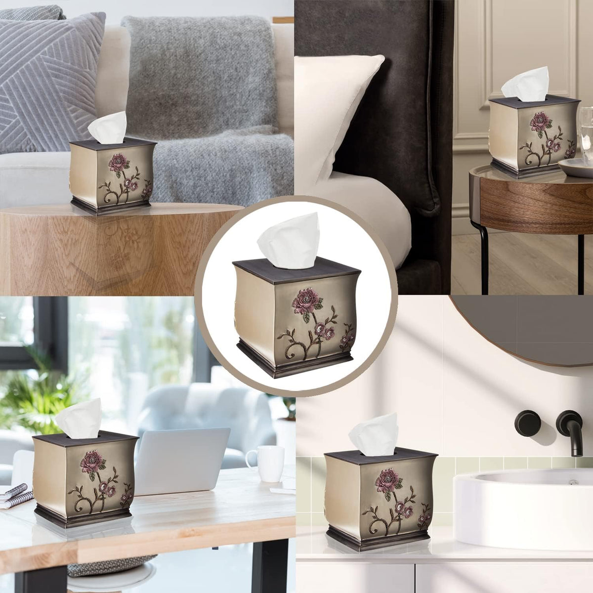 Resin Tissue Box Cover for Modern Home Decor - Minimalist Square Tissue Box Holder for Guest Room, Bedroom, Bathroom, Tabletop & Office - Durable and Aesthetic Tissue Holder, Larrisa