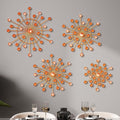 Blulu 4 Pcs Metal Wall Art Starburst Decor with 3D Rhinestone, Orange