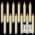 7 Inches Flameless Taper Candles with Remote Timer, Real Wax Ivory Short Led Candlesticks, 3D Wick Light Battery Operated Candlesticks for Christmas Home Wedding Table Decor, 12 Pcs