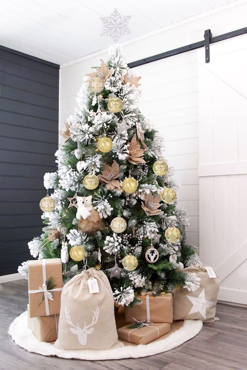 Hollyone 3.15"/80mm Gold Christmas Ball Ornaments 12 Pcs Shatterproof Christmas Tree Relief Ornament Set Large Hanging Balls for Xmas Wedding Holiday Wreath Home Decorations