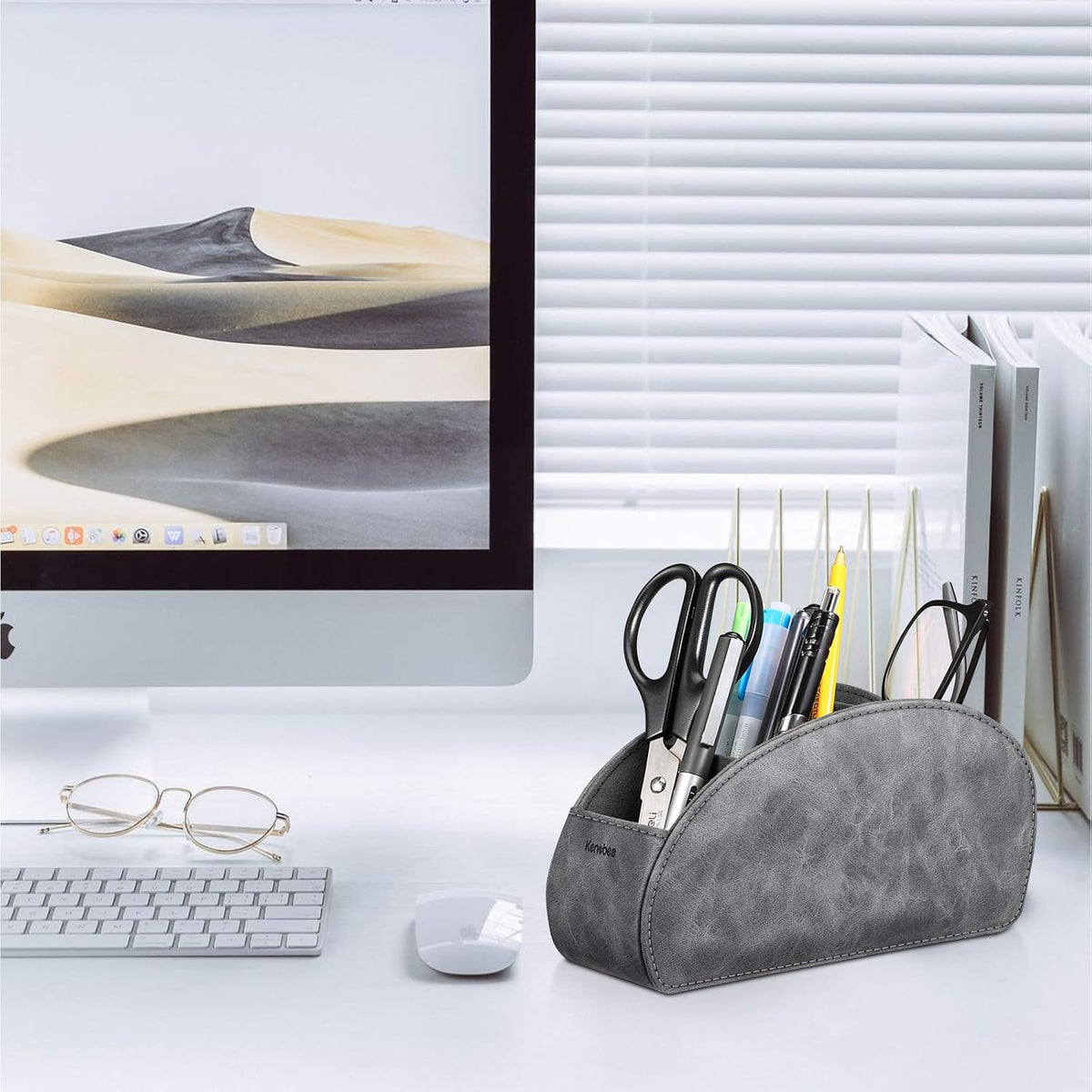 KENOBEE Remote Control Holder with 5 Compartments, Gray
