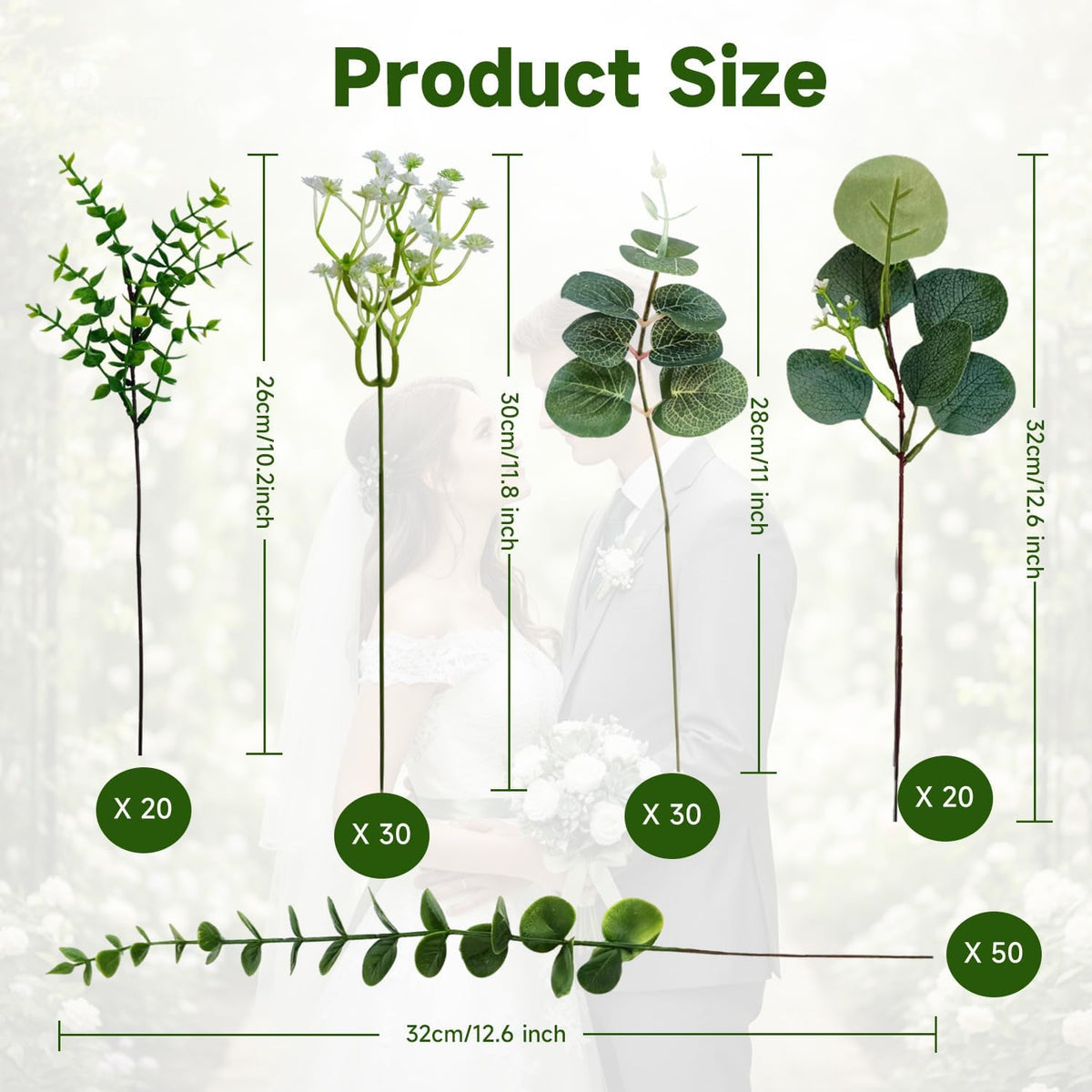 150 Pcs 5 Kinds Artificial Greenery Stems Mixed Artificial Eucalyptus Wedding Bouquet Bulk Fake Eucalyptus Stems Greenery Leaves for Vase Wedding Home Table Decor DIY Bouquets (Green)