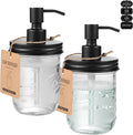 SheeChung 16oz Mason Jar Soap Dispenser, Black Stainless Steel Pump, 2 Pack