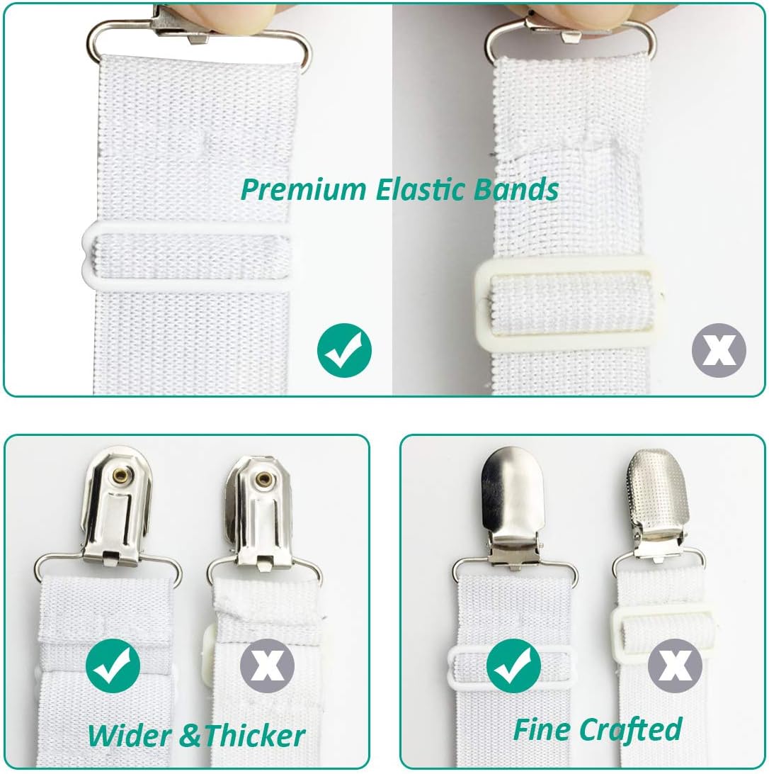 RayTour Bed Sheet Holder Straps 4 Pack - Elastic Sheet Keepers for Fitted Sheets