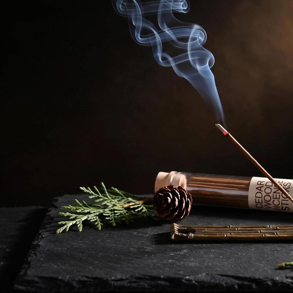 Natural Cedar Incense Sticks, 2 Tubes, Pure Cedarwood Incense, 1.4 oz