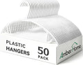 Amber Home 50 Pack White Plastic Hangers, Space Saving Clothes Hangers