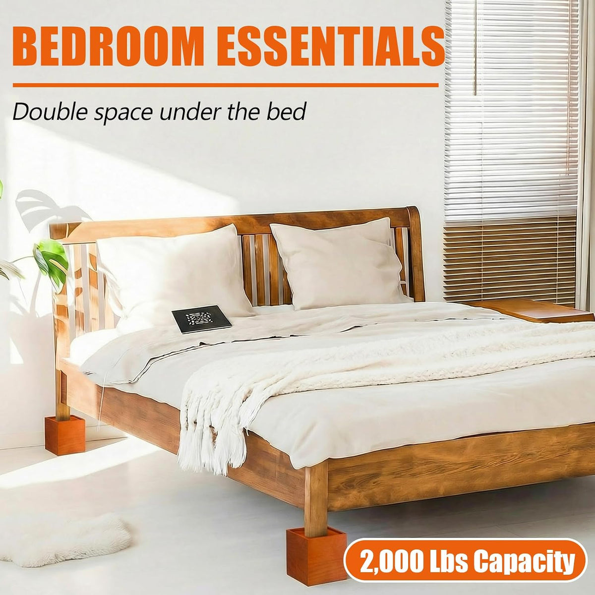 4 Pcs 4" Solid Wood Bed Furniture Riser Light Brown Couch Lifter