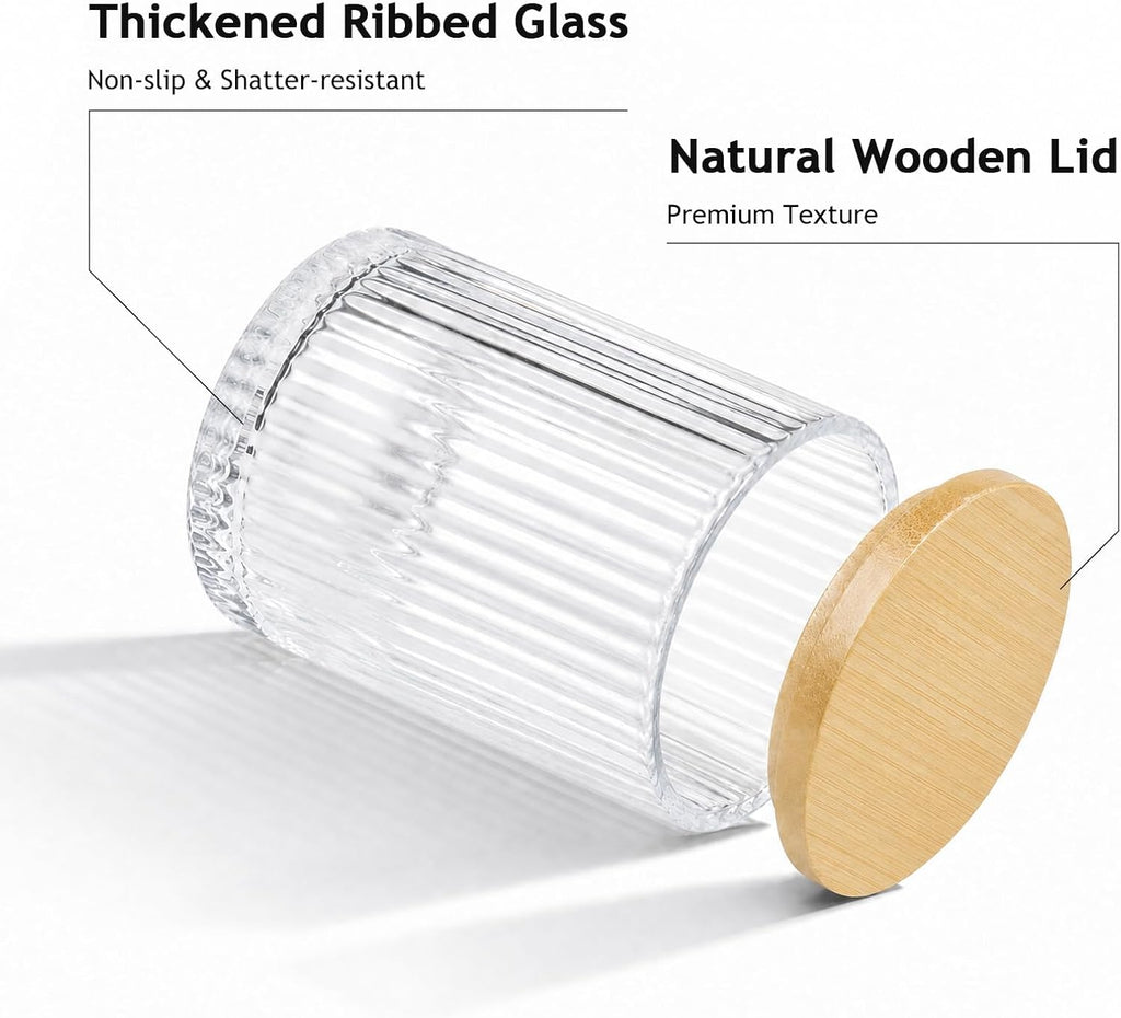 SheeChung 2 Pack Glass Apothecary Jar with Natural Bamboo Lids