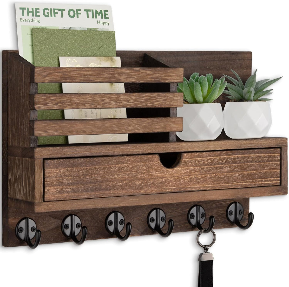 Key Holder Wall Mount, Mail Holder with Storage Drawer