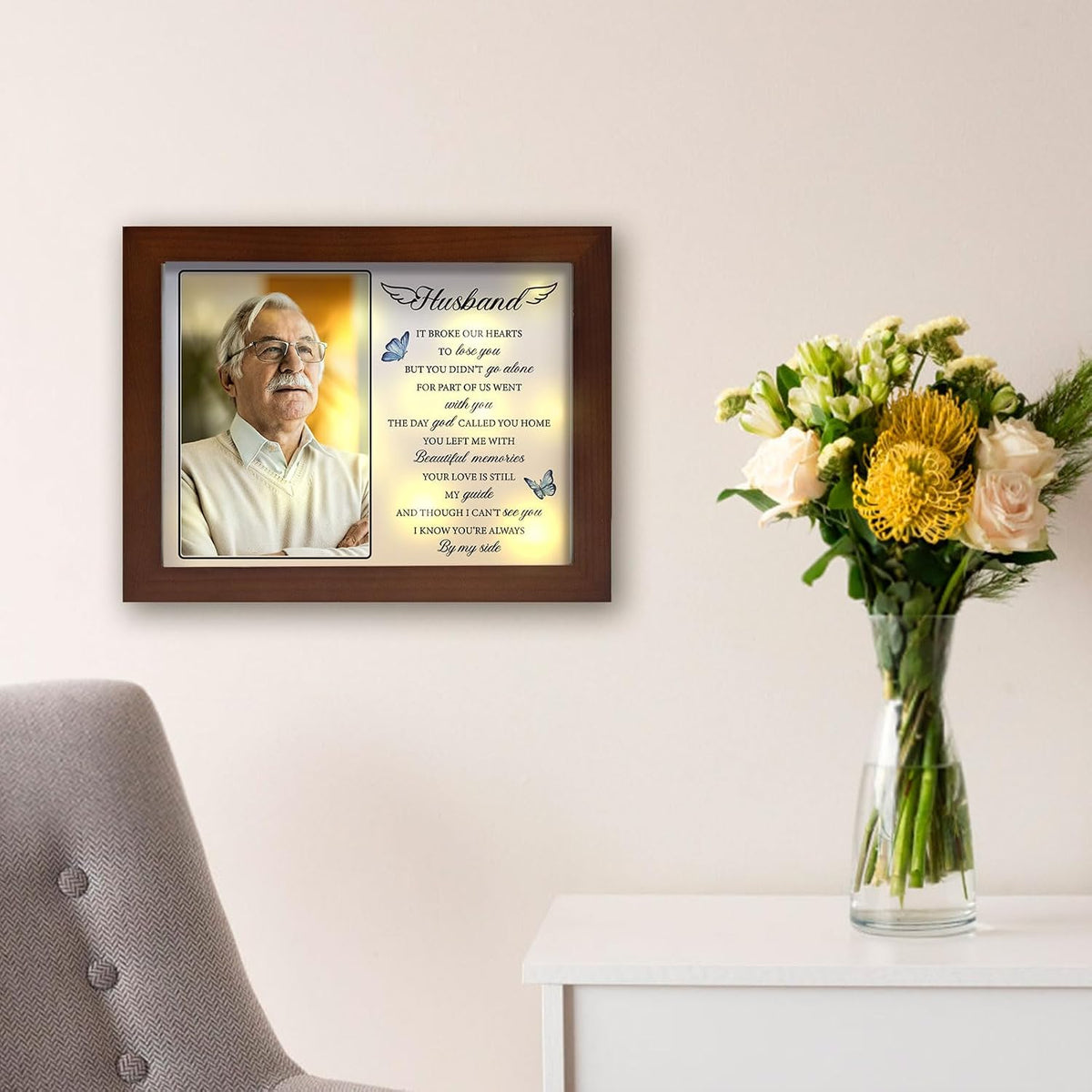 Memorial Gifts for Loss of Husband,Sympathy LED Shadow Boxes 4x6 Photo, Bereavement Keepsake for Loss of Husband, Healing Memorial Decor, Grief Support Gift for Wife, Family, Friends, Colleagues