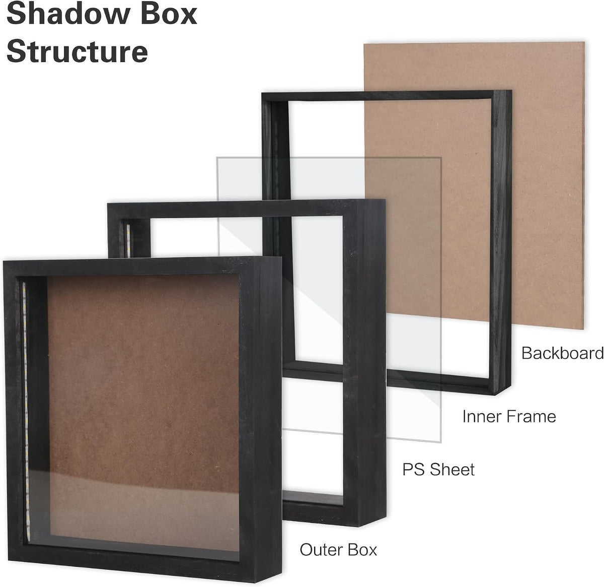 11x12 Shadow Box with Slot-Wine Cork Holder-Ticket Display Case Frame Come with Light-Beer Caps Show case-Christmas Home Decoration (Black)