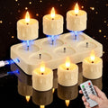 Kimjo Rechargeable Flameless Tea Lights Candles with Charging Base, 6 Pack