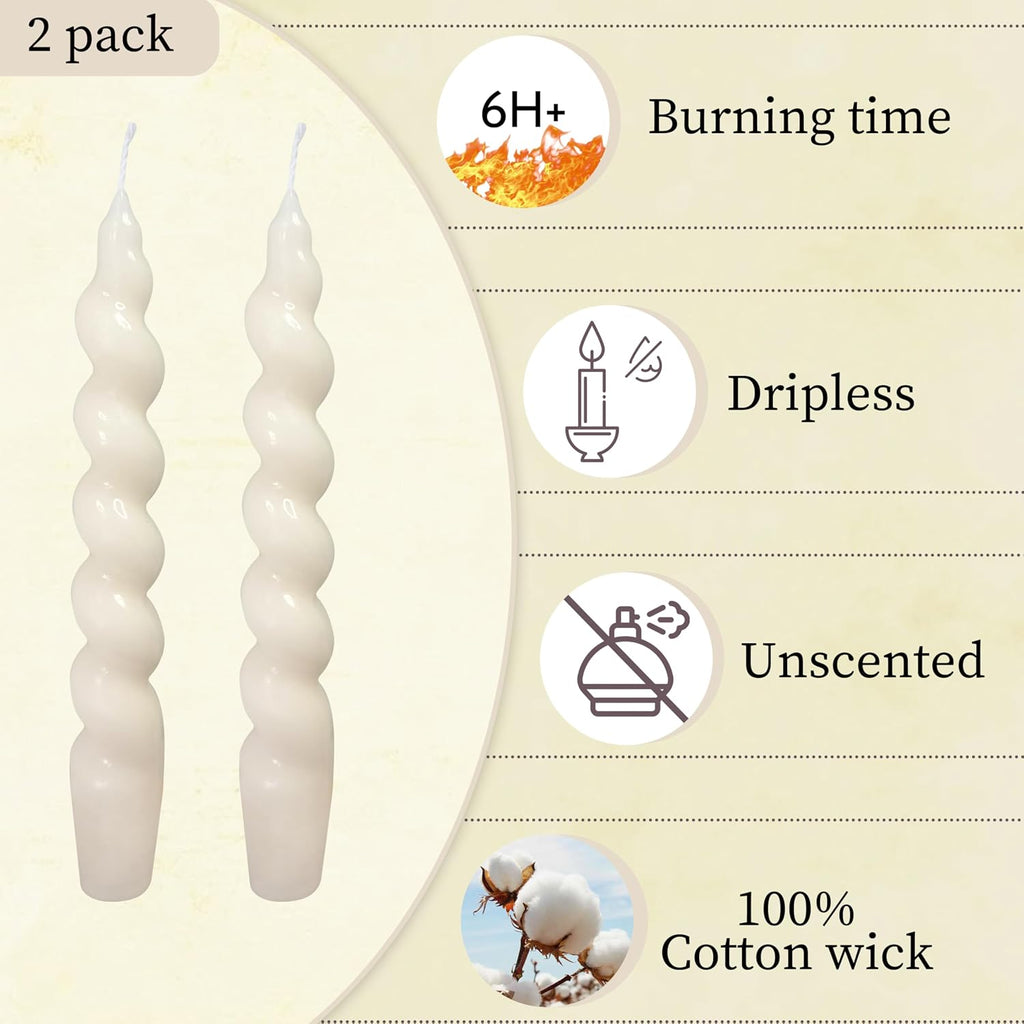 Spiral Taper Candles Stick Curve Unscented White Dinner Candle Twisted Candlesticks for Wedding Home Decor Holiday Relaxation Ambiance & Special Occasions